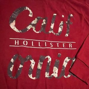 Hollister CALIFORNIA Spellout Oversize Deep Red Baggy Sweatshirt Floral Small